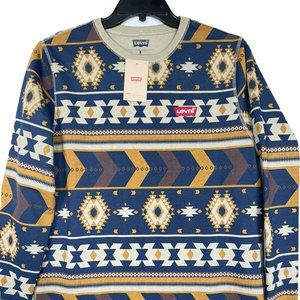 Levi's Men's Aztec Print Fleece Lined Sweatshirt Dress Blue NEW XXL 2XL